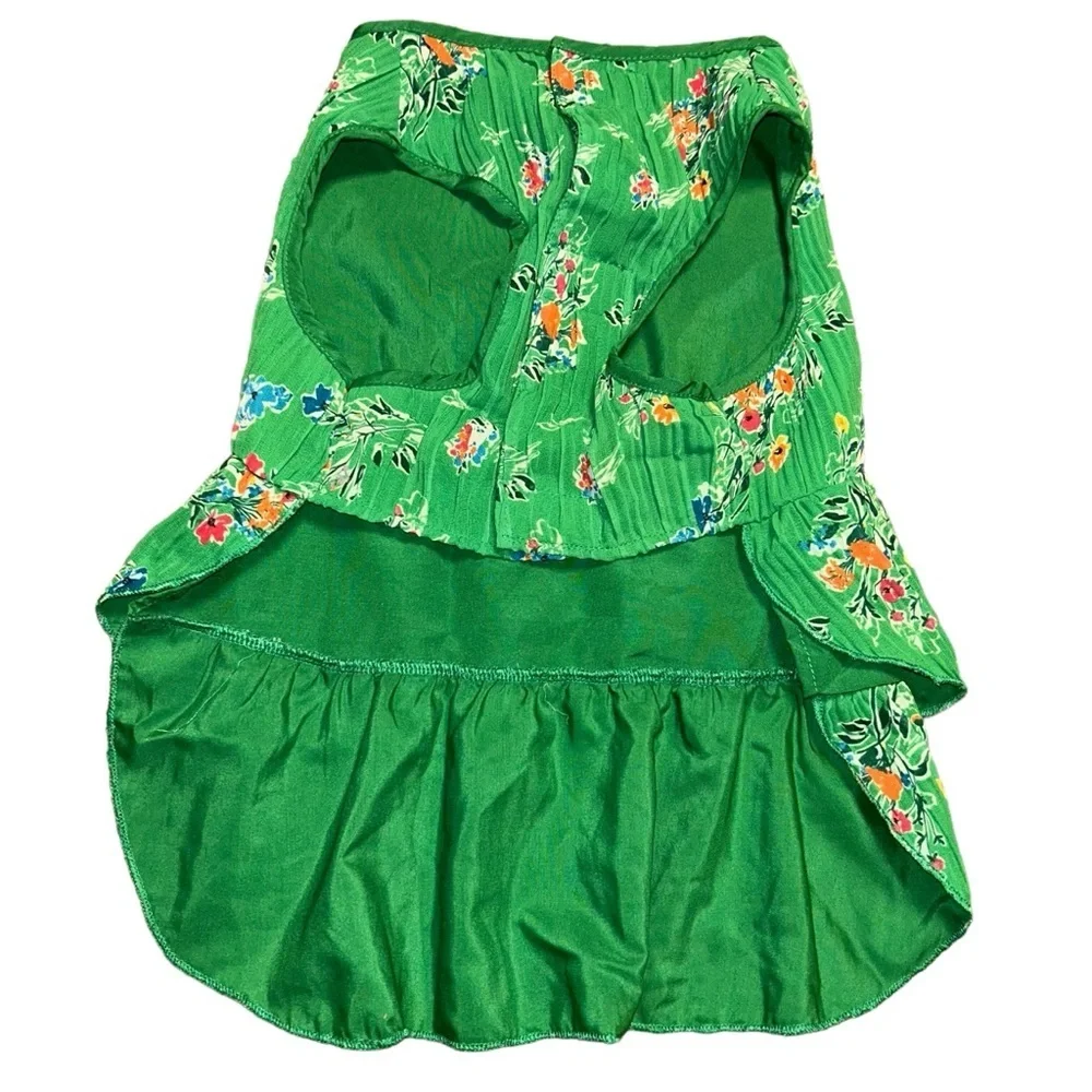 Boots & Barkley dog cat green floral dress size Medium